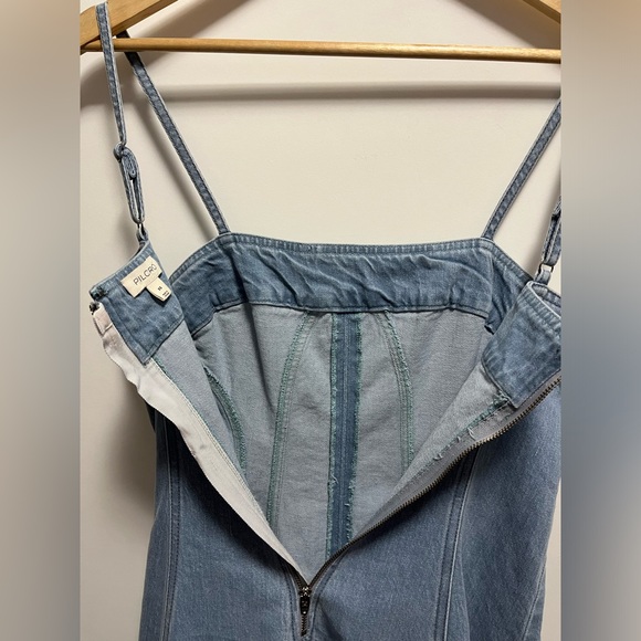 Pilcro Square-Neck Seamed Chambray Denim Midi Dress Women’s Size XS - Picture 8 of 9